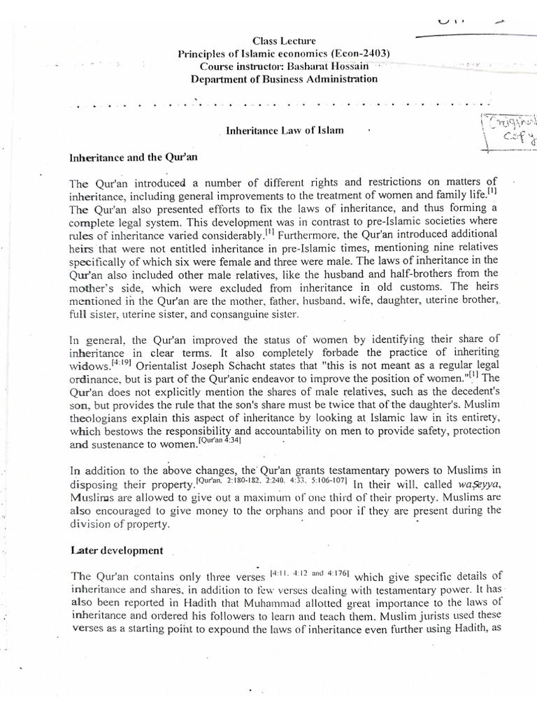 Chapter 10 Islamic Law of Inheritance | PDF