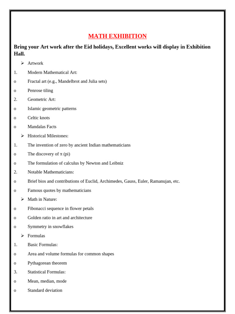 Math Art and History Exhibition Guide | PDF