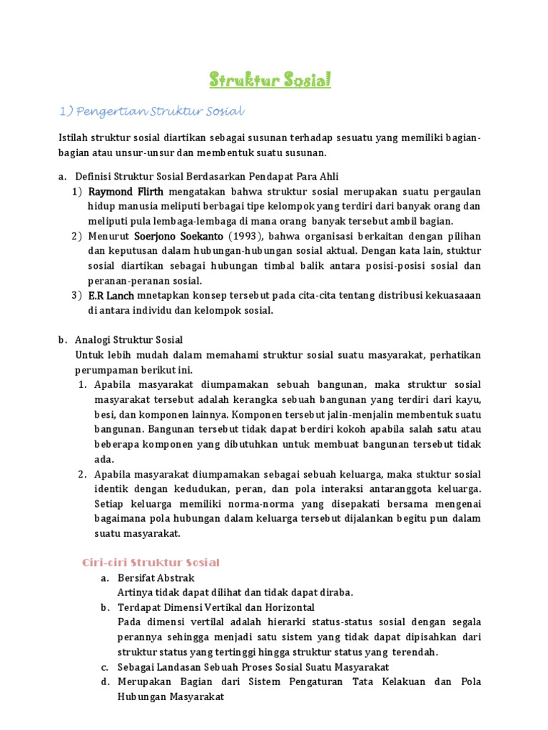 1 Pengertian Struktur Sosial