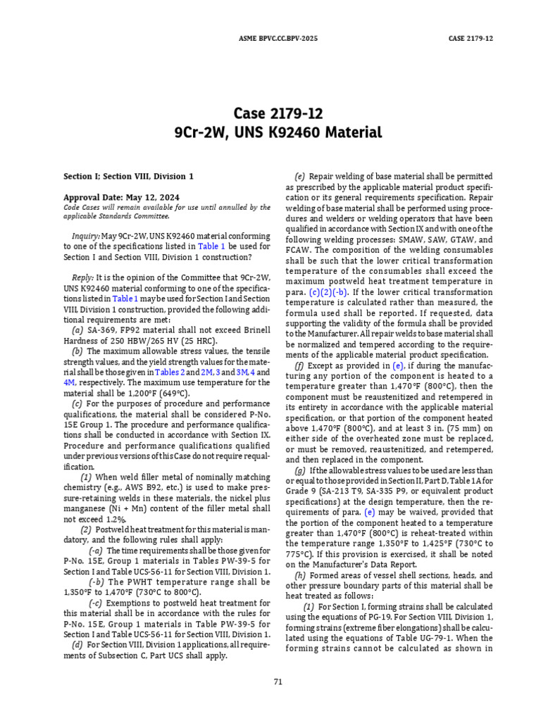 Asme BPVC - CC.BPV Case 2179-12 | PDF | Deformation (Engineering ...