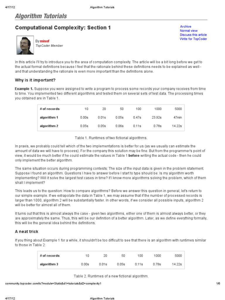 Comparing Algorithm Efficiency Through Computational Complexity ...