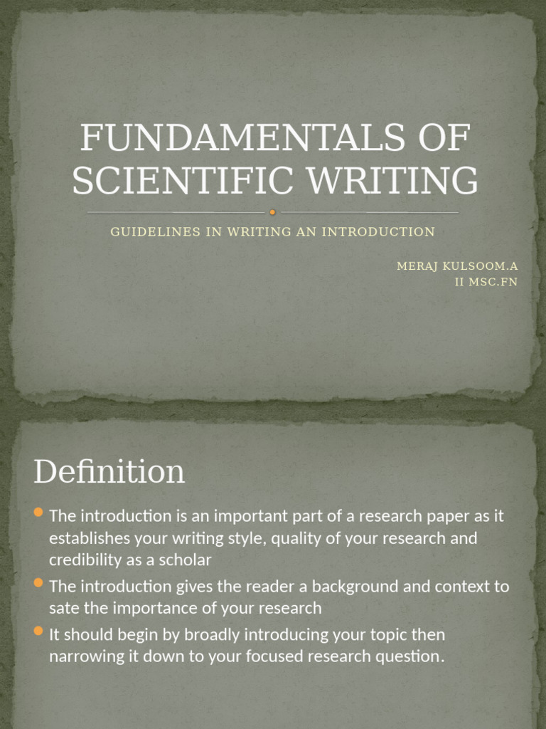 FUNDAMENTALS OF SCIENTIFIC WRITING MK | PDF
