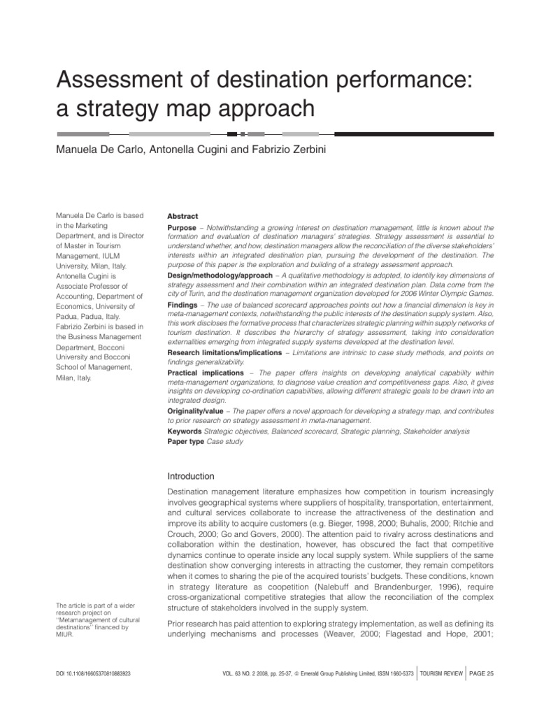 Strategy Assessment in Destination Management | PDF | Strategic ...