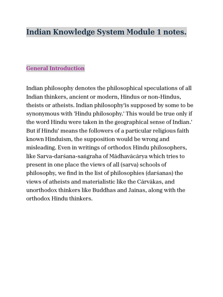 IKS Notes | PDF | Vedanta | Brahman