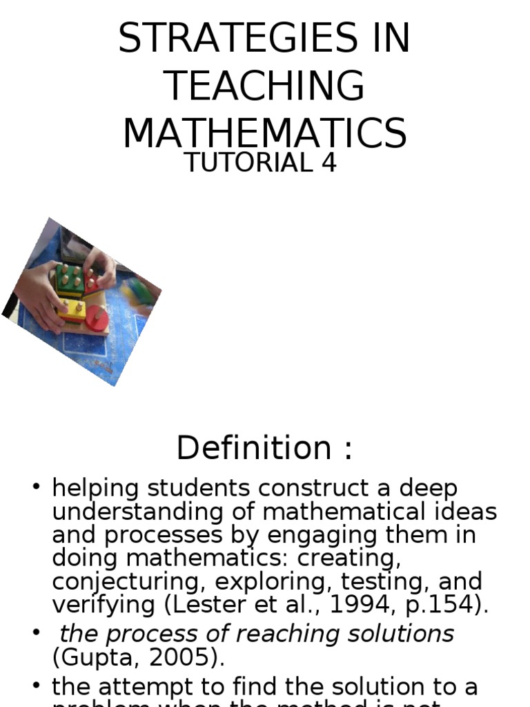 Strategies in Teaching Mathematics | PDF | Teachers | Learning