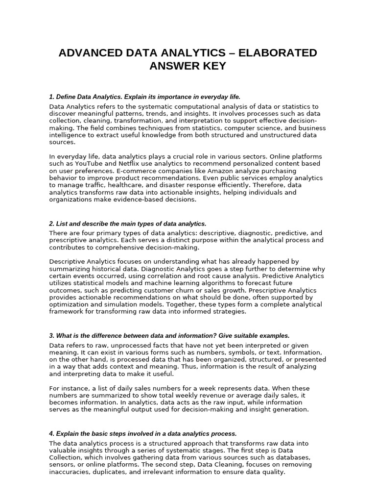 Advanced Data Analytics Overview | PDF | Analytics | Data