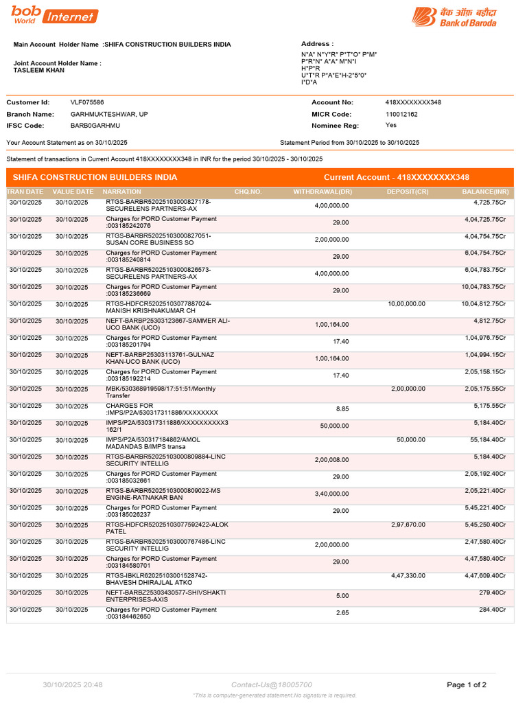 Current Account Statement Summary | PDF | Transaction Account | Banking