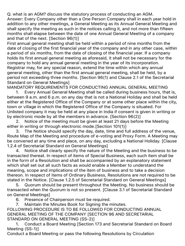 AGM Conduct Process and Requirements | PDF | Governance | Business