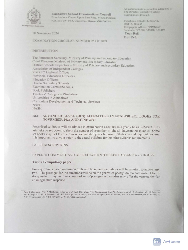 A Level 6039 Literature in English Set Books For Nov 2026 and June 2027 ...