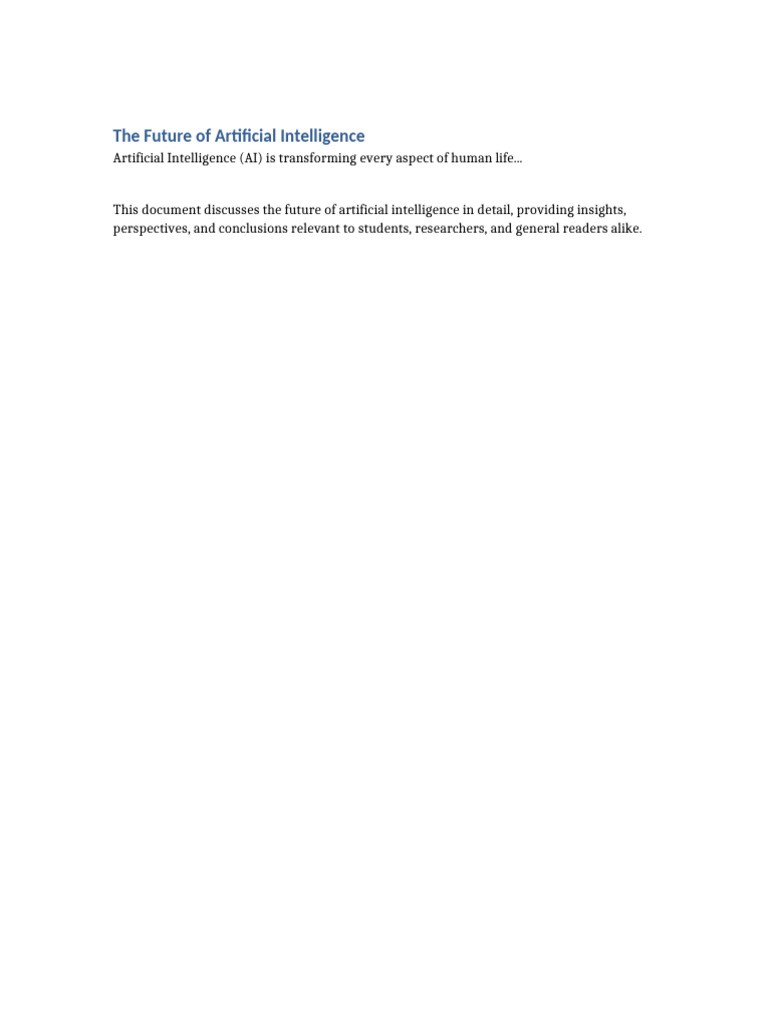 The Future of Artificial Intelligence | PDF
