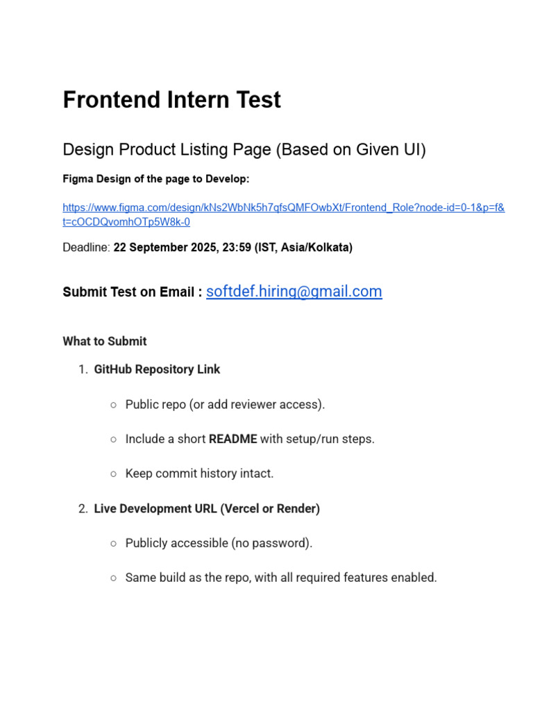 Frontend Intern Test: Product Listing Page | PDF | Software Engineering ...