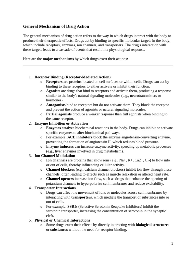 Mechanisms of Drug Action Explained | PDF | Receptor (Biochemistry ...