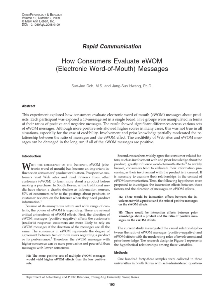 Evaluating eWOM Message Impact | PDF | Analysis Of Variance | Statistics