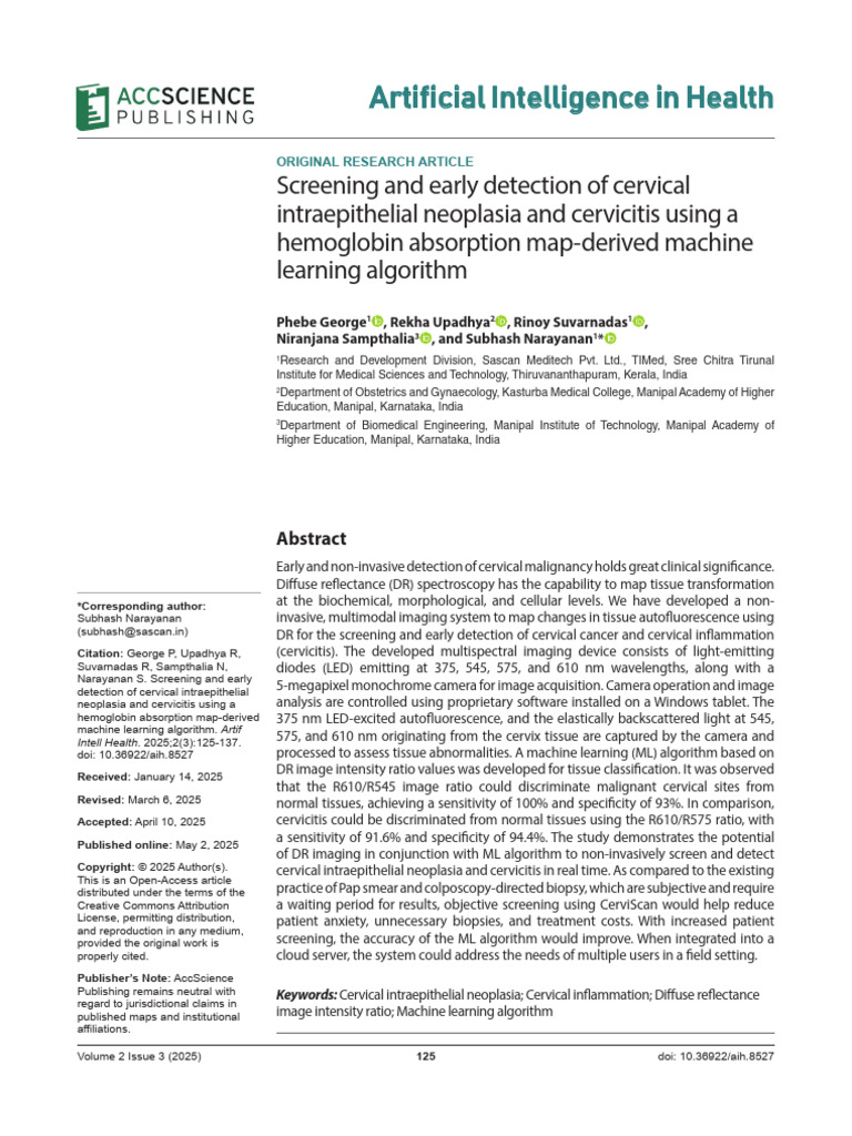 Artificial Intelligence in Health | PDF | Cervical Cancer | Diseases ...