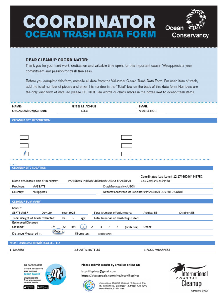 Cleanup Report for Barangay Panisijan | PDF | Plastic
