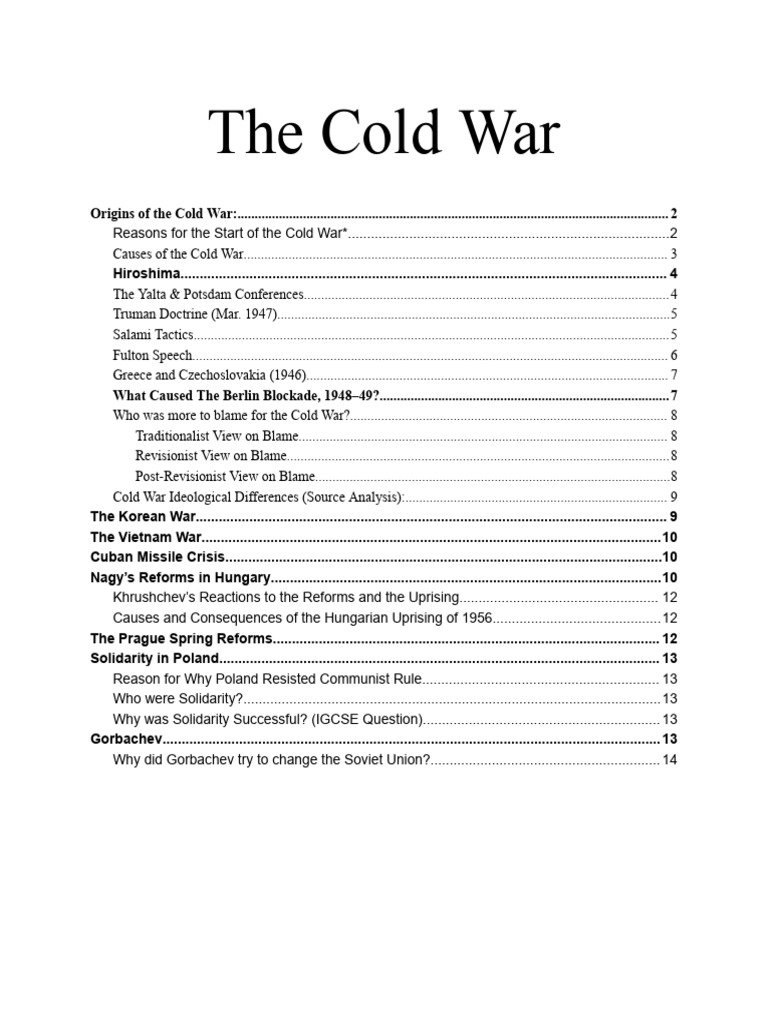 Causes and Origins of the Cold War | PDF | Cold War | Soviet Union