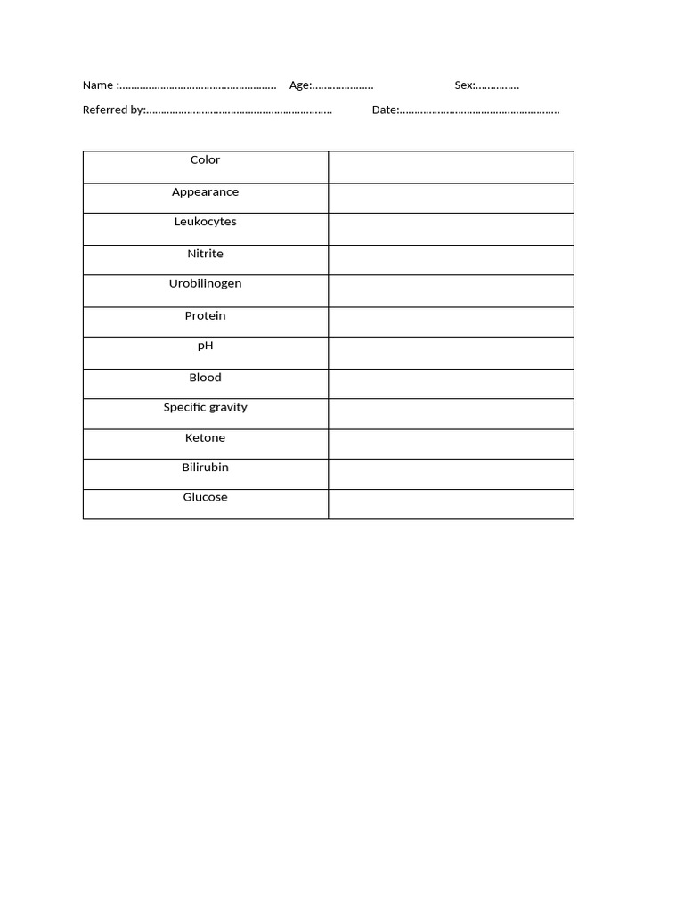 Lab Form (Urine) | PDF