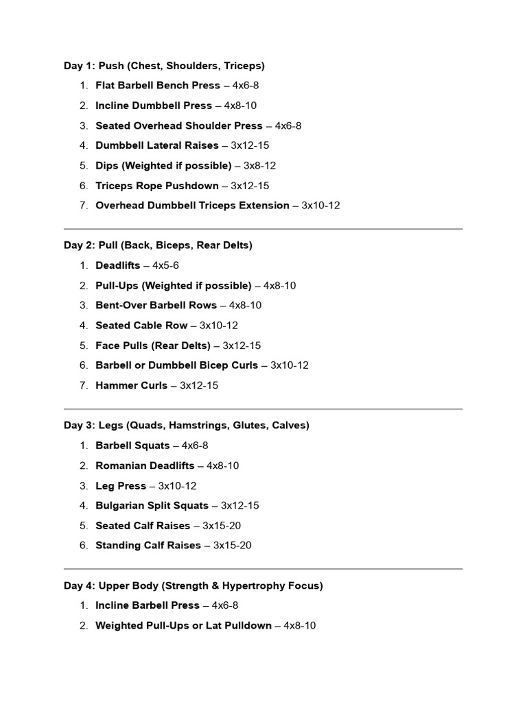 6-Day Muscle Building Workout Plan | PDF