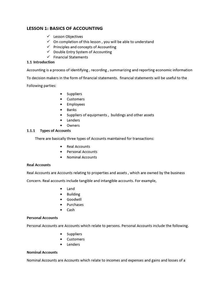Accounting Basics: Principles & Types | PDF | Debits And Credits ...