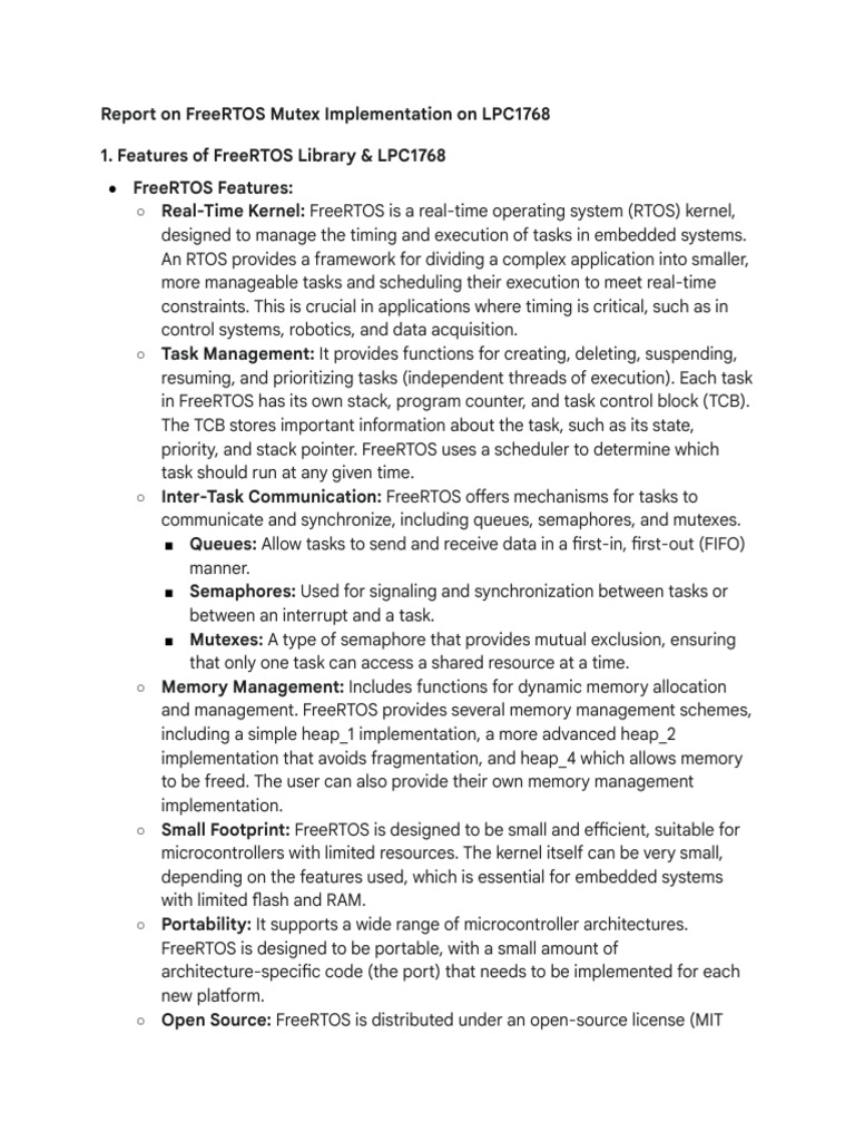 FreeRTOS Mutex Use on LPC1768 | PDF | Microcontroller | Computer Hardware