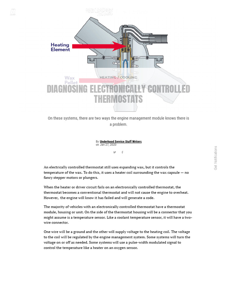 Diagnosing Electronically Controlled Thermostats Pdf Thermostat