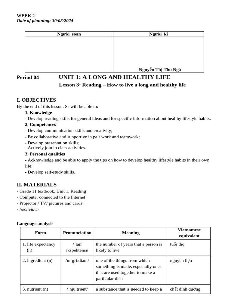 WEEK 2 | PDF | Vocabulary | Meal
