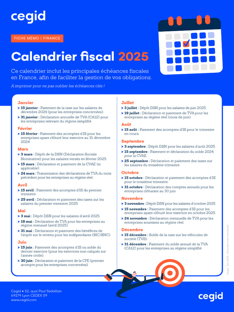 Calendrier fiscal 2025 pour entreprises | PDF | Impôt sur le revenu ...