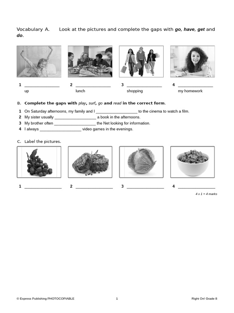Vocabulary and Grammar Test for Students | PDF | Linguistics ...