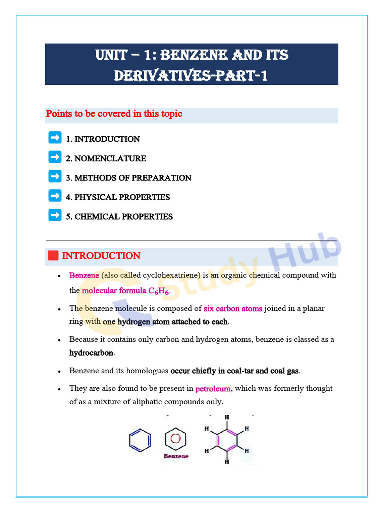 Benzene and Its Derivatives Overview | PDF | Aromaticity | Benzene