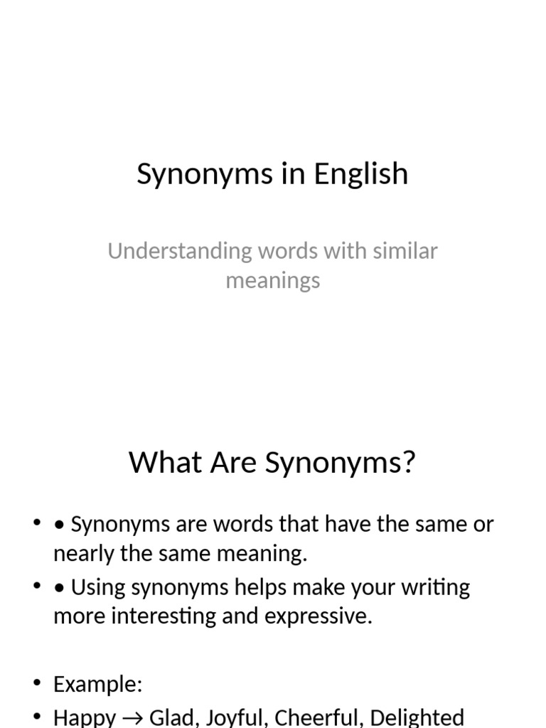 Understanding Synonyms in English | PDF