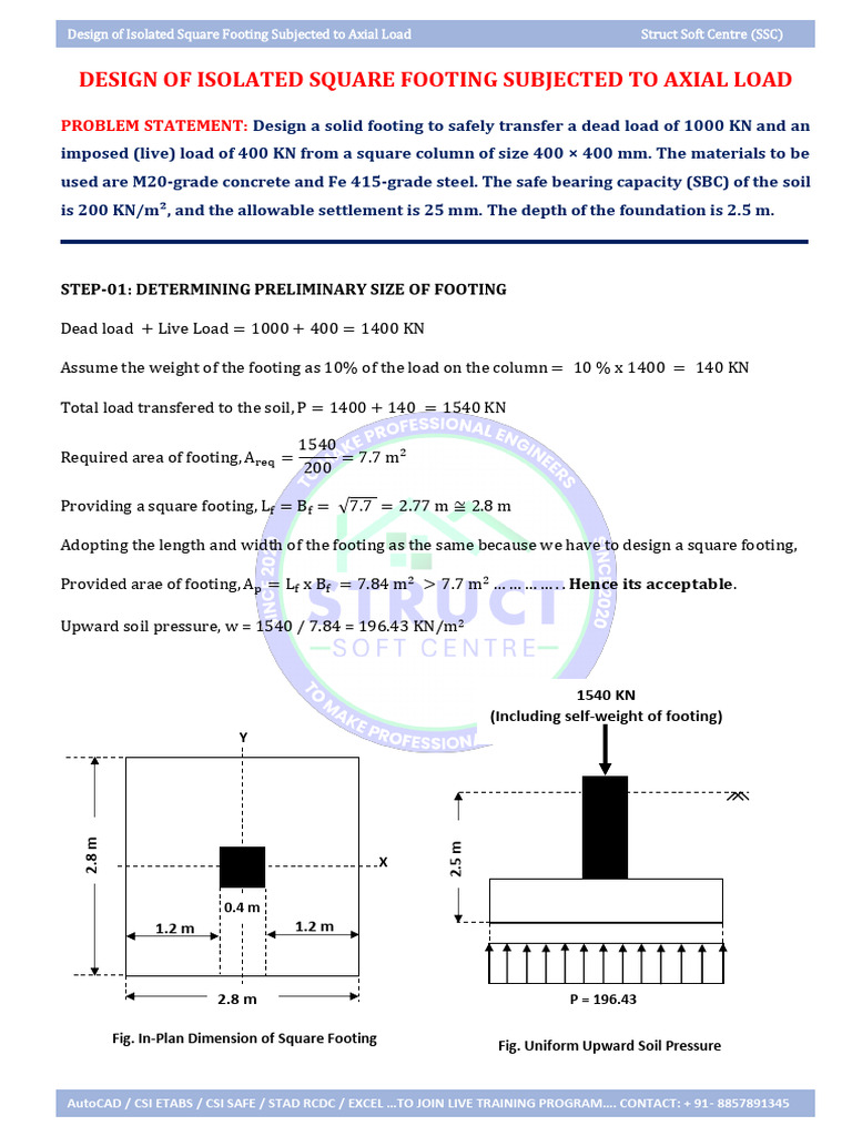 Design of Square Footings Under Axial Loads | PDF | Civil Engineering ...