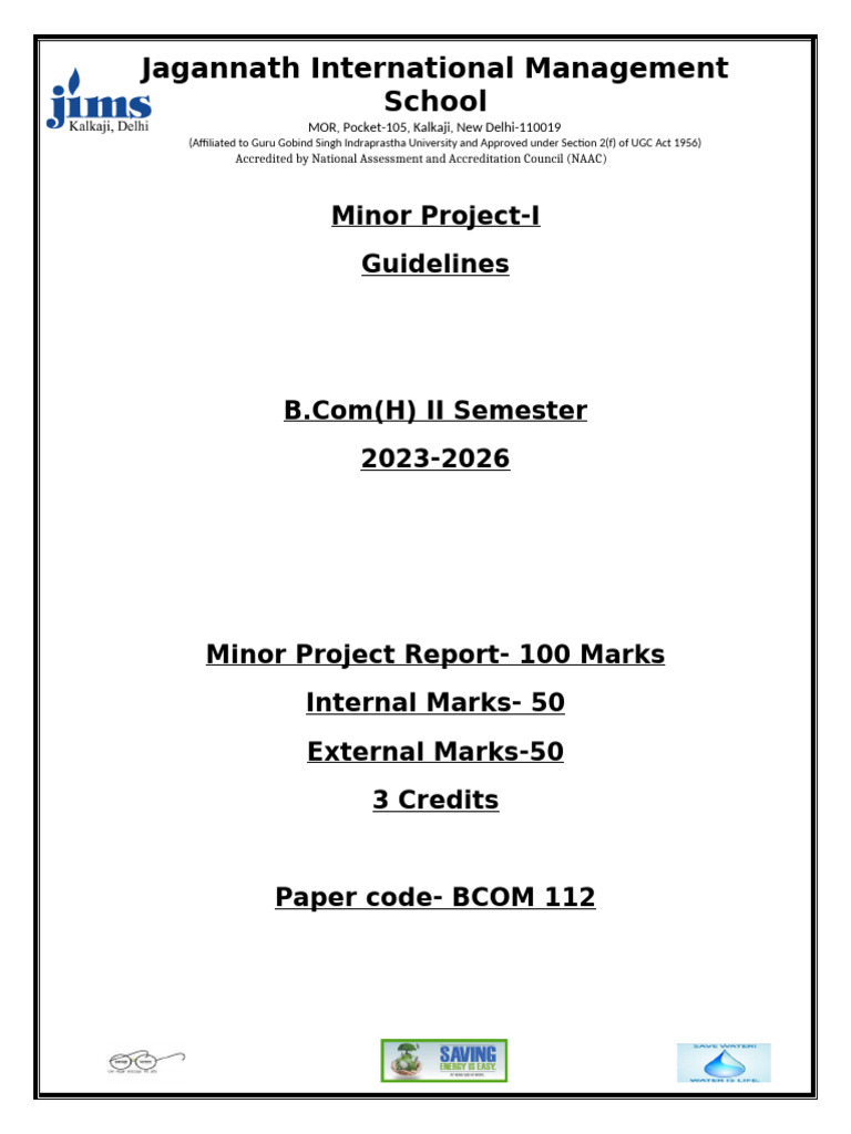 Minor Project Guidelines for B.Com(H) | PDF