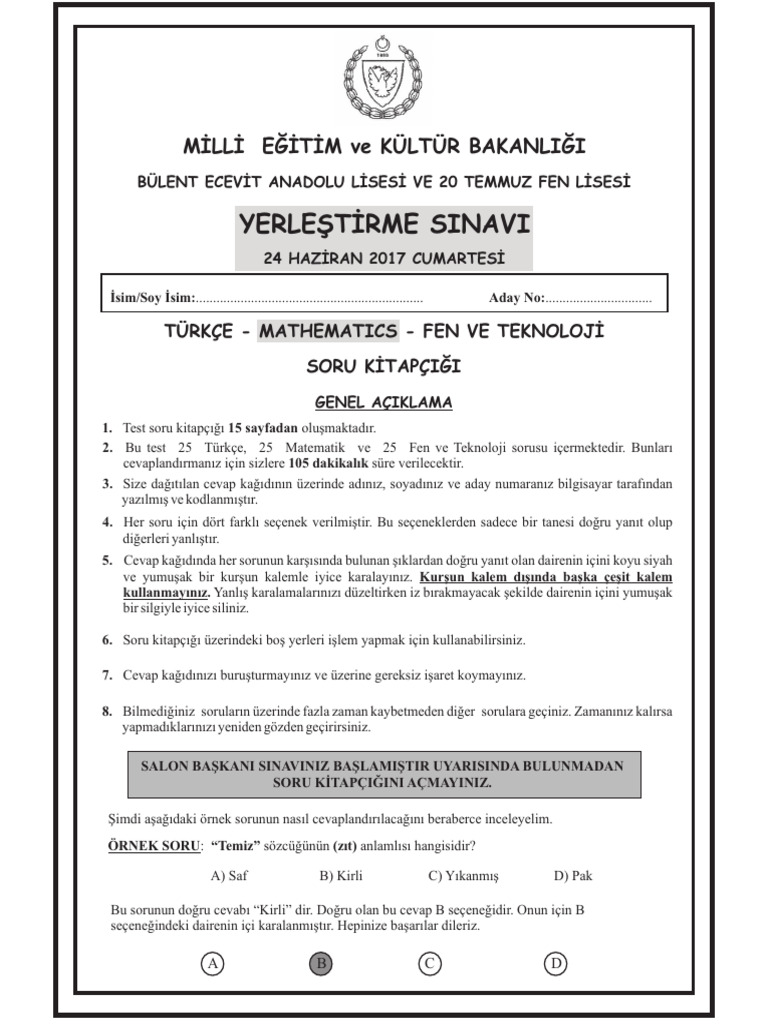 1.oturum Tur Math Fen | PDF