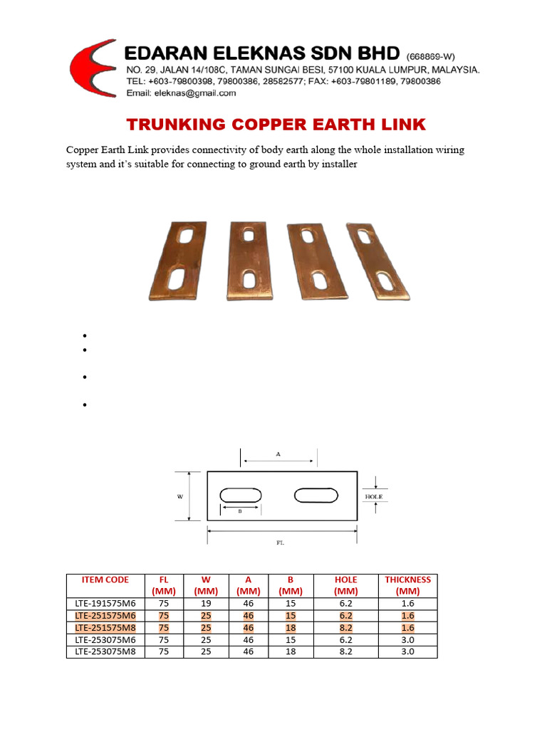 Copper Earth Link Specifications | PDF