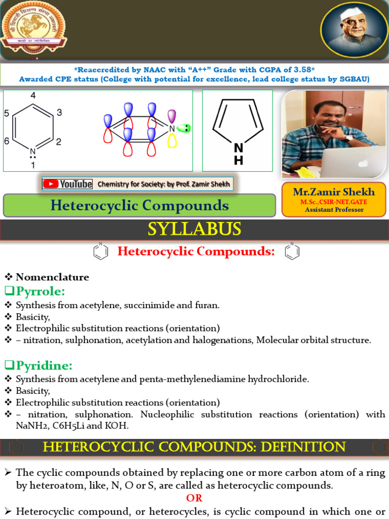 Heterocyclic Compounds Overview | PDF | Pyridine | Aromaticity