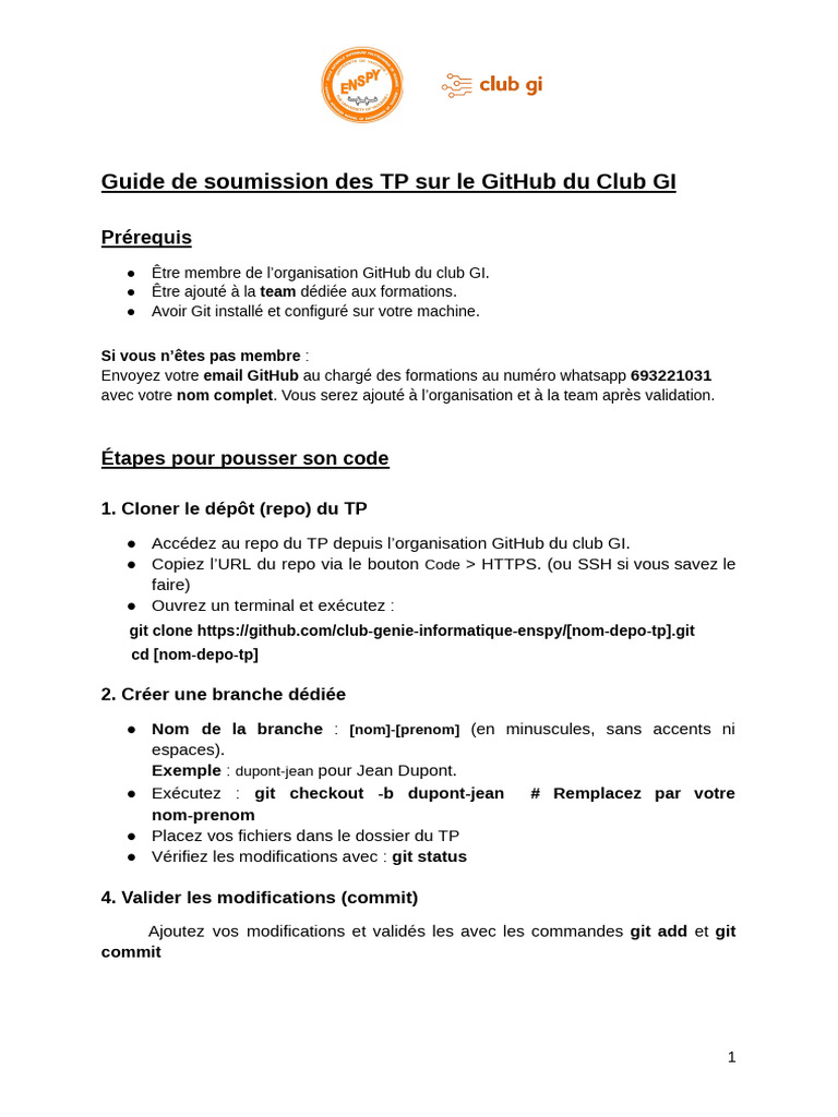 Soumission des TP sur GitHub Club GI | PDF | Logiciel | Informatique