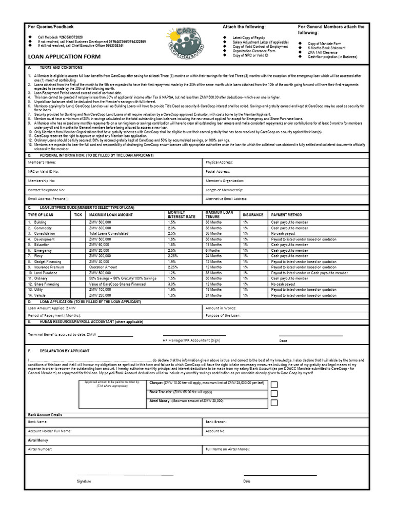 CareCoop Loan Application Guidelines | PDF | Loans | Interest