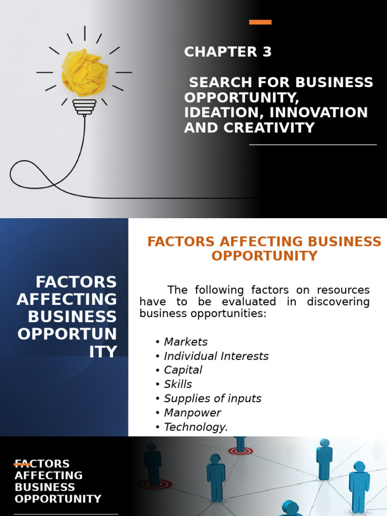 Factors Influencing Business Opportunities | PDF | Entrepreneurship ...