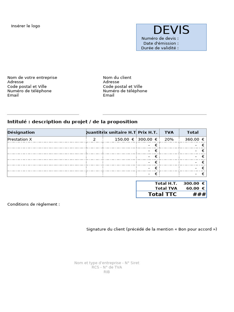 Modèle de devis Excel gratuit | PDF | Impôts