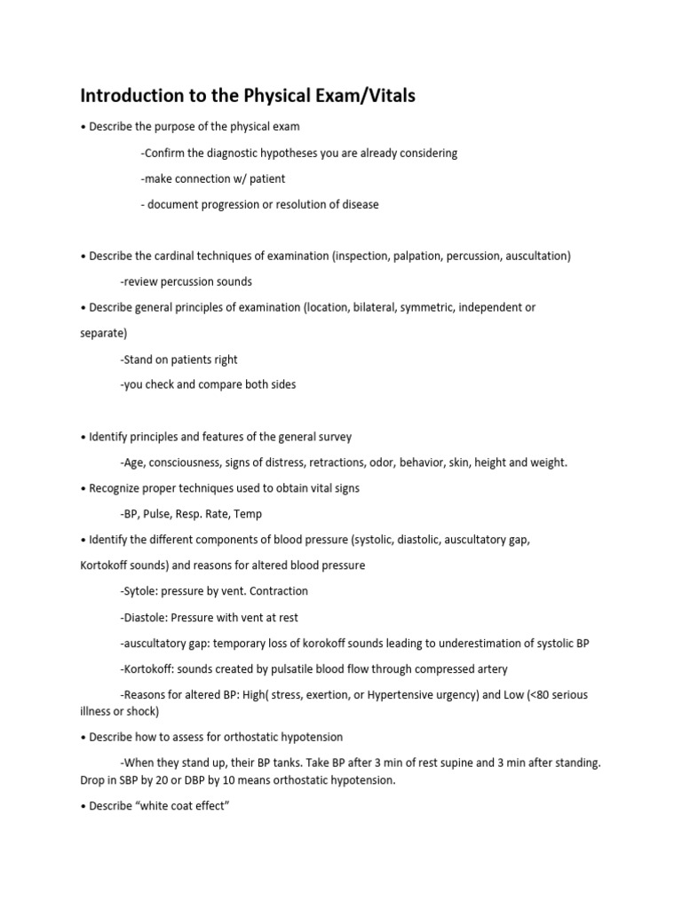 Physical Exam and Vital Signs Overview | PDF | Heart Valve