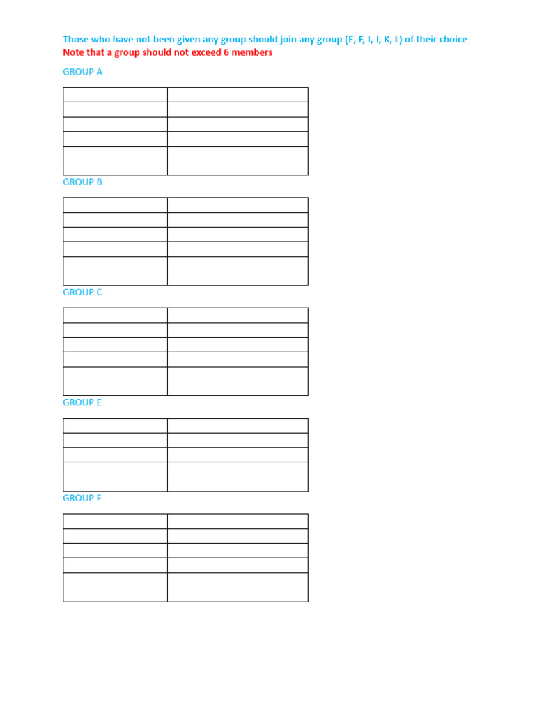 Group Assignments and Memberships List | PDF