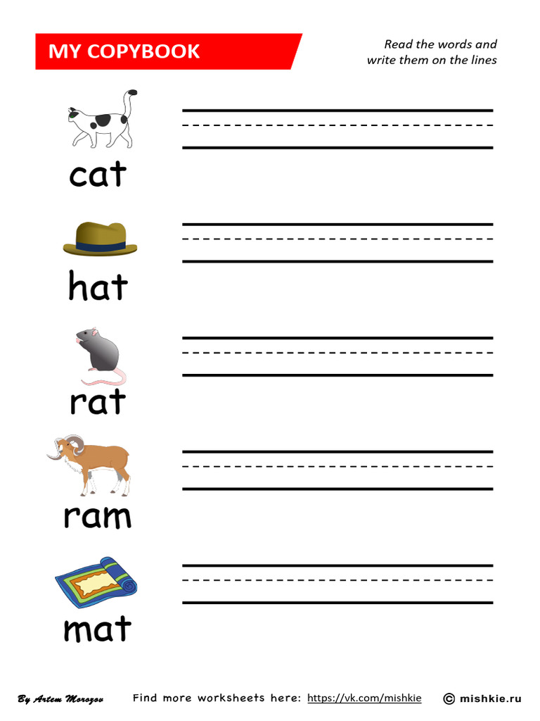 Writing Practice: Cat, Hat, Rat, Ram, Mat | PDF