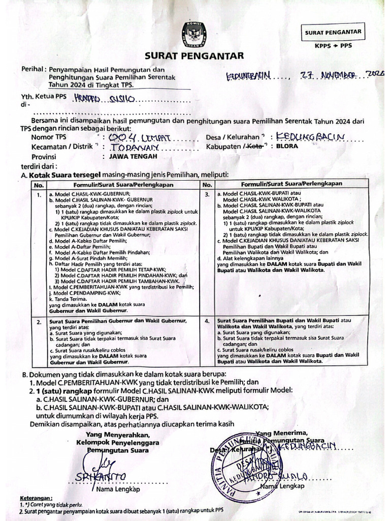 Surat Pengantar Tps4 | PDF