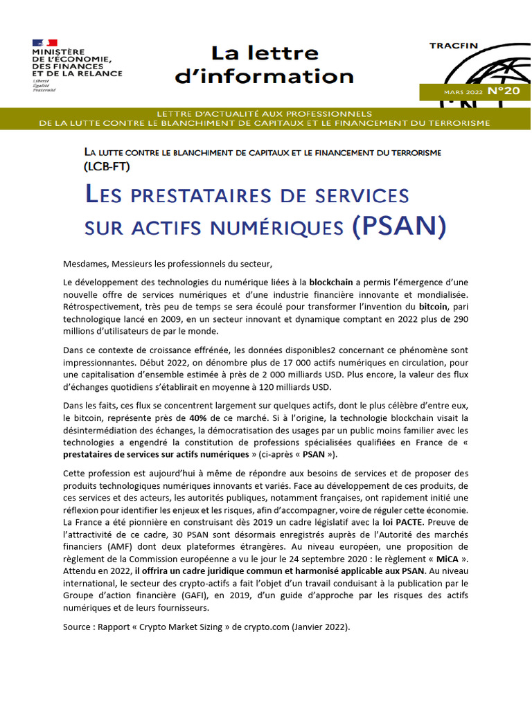 Évolution et Régulation des PSAN en France | PDF | Blanchiment d'argent ...