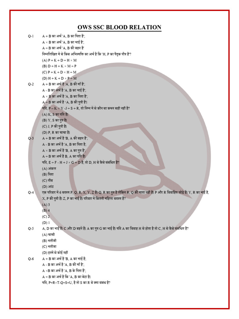 Ows SSC Blood Relation | PDF