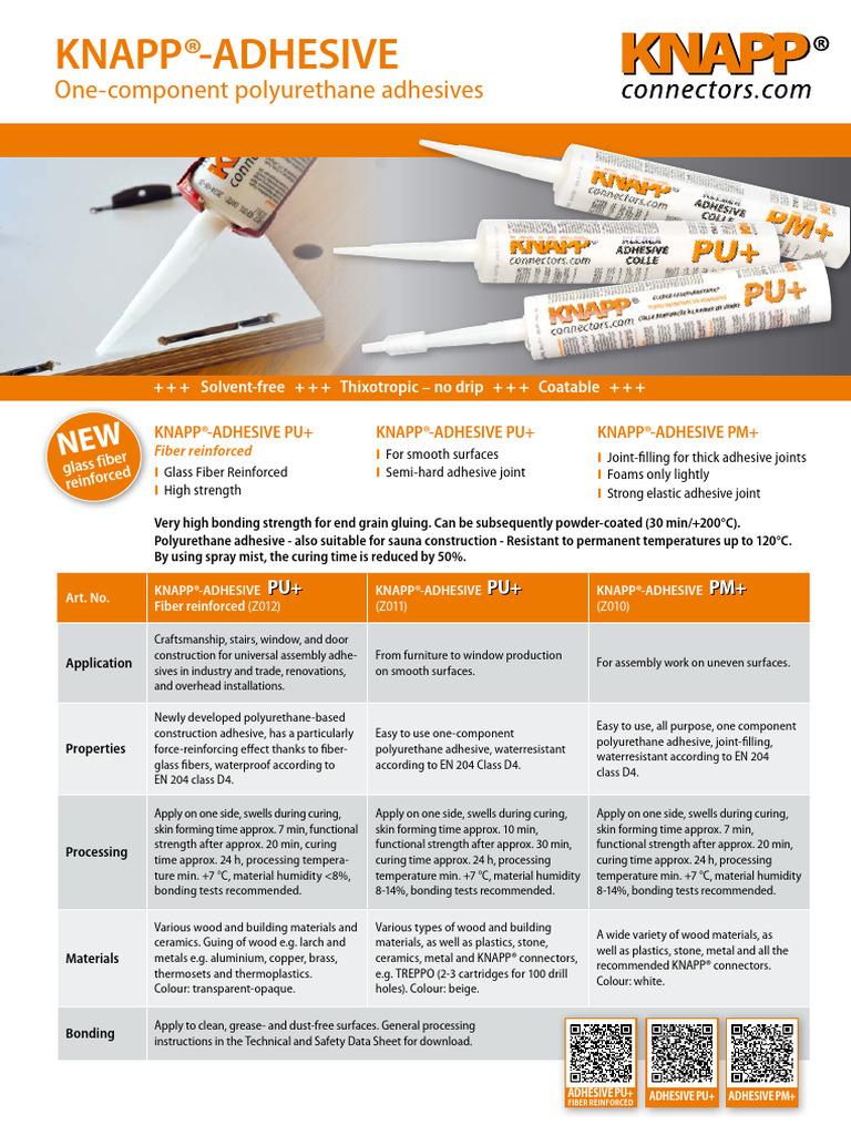 KNAPP® One-Component Adhesives Guide | PDF | Adhesive | Polyurethane