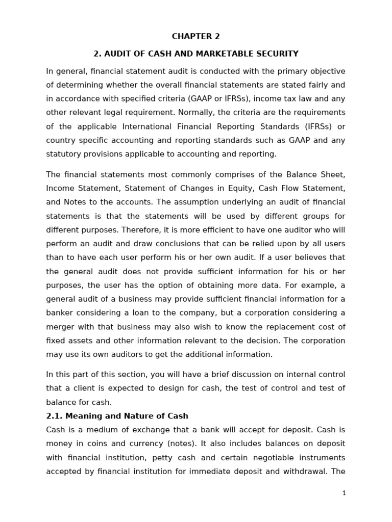 Cash Audit and Internal Control Guide | PDF | Audit | Cash