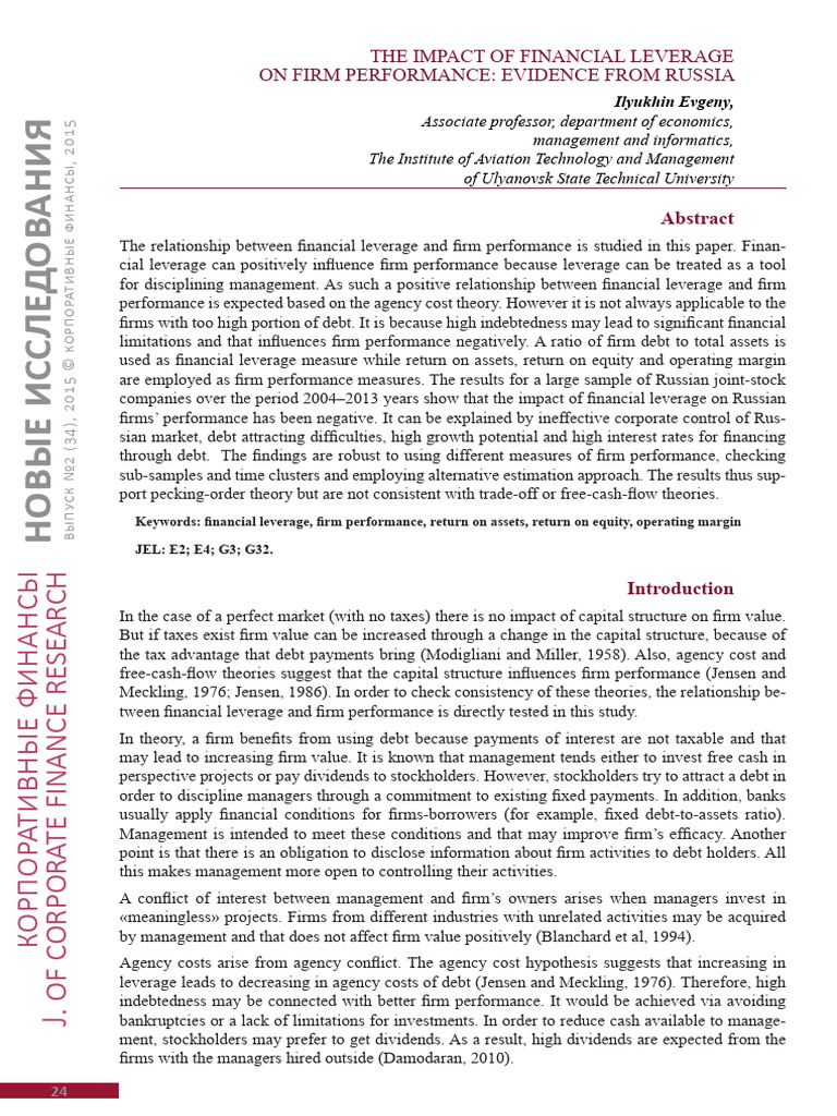 The Impact of Financial Leverage on Firm Performance Evidence From ...