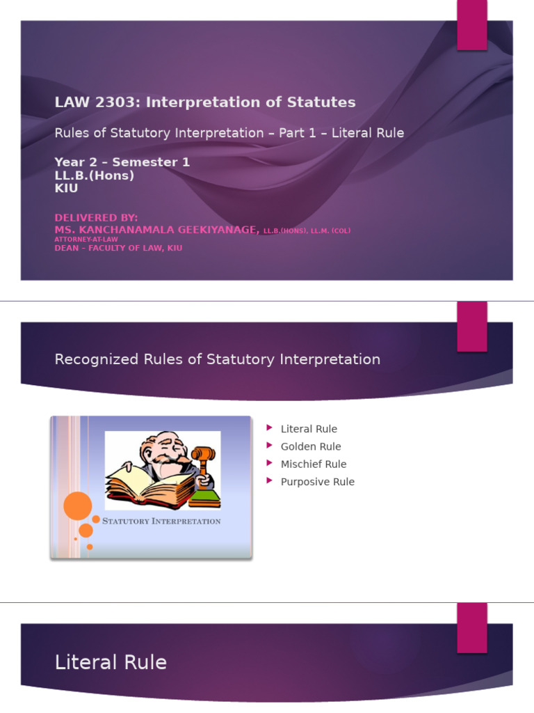 Statutory Interpretation: Literal Rule Explained | PDF | Statutory ...