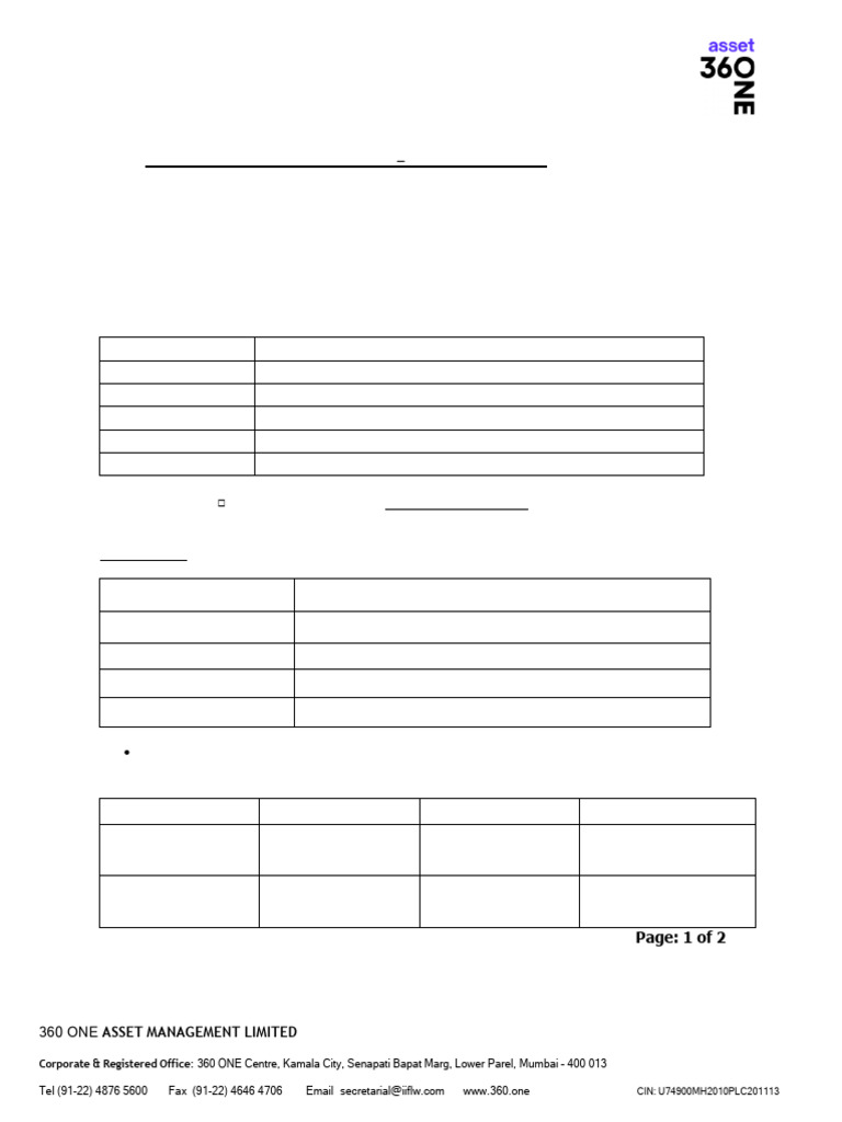 360 ONE Asset Management Withdrawal Form | PDF | Business | Corporations